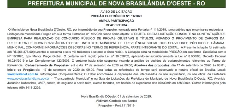 Prefeitura de Nova Brasilândia D' Oeste-RO - Construindo um Novo