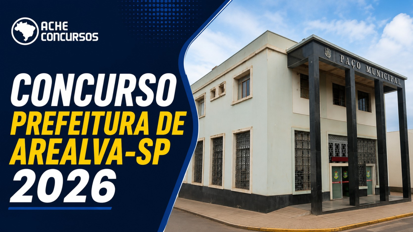 Concurso Arealva-SP 2026: Prefeitura abre inscrições com vagas de até R$ 9.826