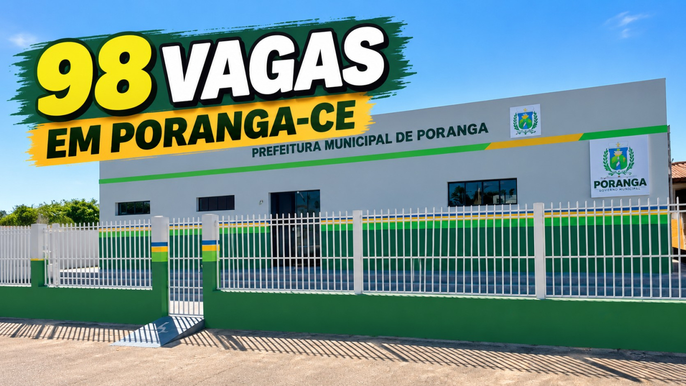 Prefeitura de Poranga-CE abre 98 vagas em dois concursos; salários chegam a R$ 4.750