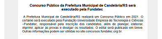 Concurso de Candelária sairá pela Fundatec