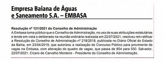 Concurso EMBASA tem aumento de vagas para novo edital - Diário Oficial Concurso EMBASA tem aumento de vagas para novo edital - Diário Oficial