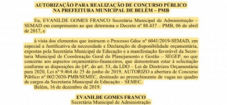 Autorização: Concurso Semec Autorização: Concurso Semec