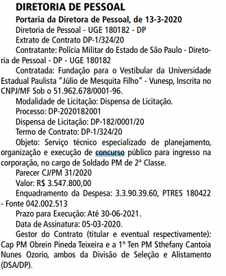 Concurso PMSP Soldado: contrato assinado com a banca