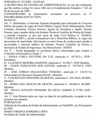 Publicação de Comissão Especial para realização de Concurso Público