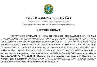 Publicação do extrato de contrato