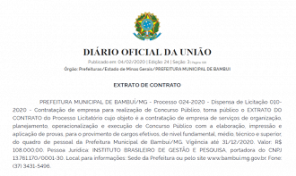 Prefeitura de Bambuí-MG terá concurso com 156 vagas