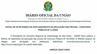 CRO-SP suspende aplicação das provas em virtude do Coronavírus CRO-SP suspende aplicação das provas em virtude do Coronavírus