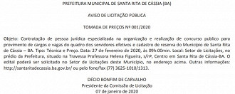 Publicação de Licitação de escolha de banca