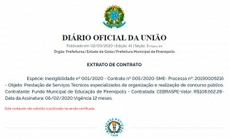 Prefeitura de Pirenópolis-GO anuncia Cebraspe como organizadora