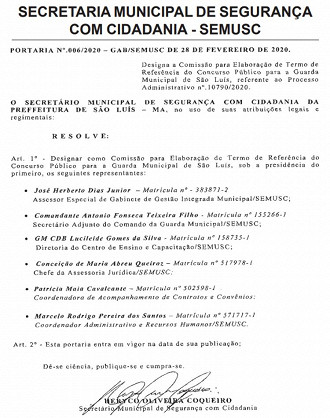 Publicação de Formação de Comissão Publicação de Formação de Comissão