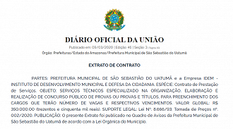 Prefeitura de São Sebastião do Uatumã-AM terá novo concurso público