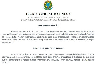 Publicação de processo para escolha de banca.