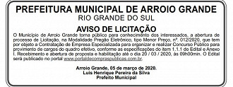 Publicação de licitação para escolha de banca. Publicação de licitação para escolha de banca.