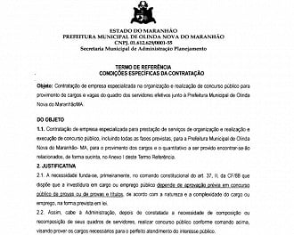 Prefeitura de Olinda Nova do Maranhão-MA anuncia novo concurso Prefeitura de Olinda Nova do Maranhão-MA anuncia novo concurso