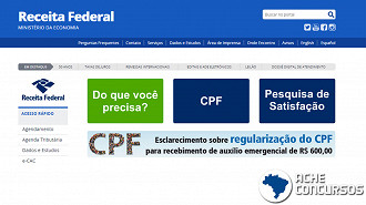 Receita Federal informa que CPF pode ser regularizado por email - Foto: Página da Receita Federal