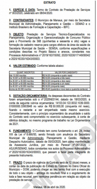Publicação de extrato de contrato Publicação de extrato de contrato