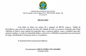 Conselho Nacional de Justiça suspende validade dos concursos do judiciário.