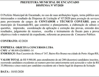 Publicação de dispensa