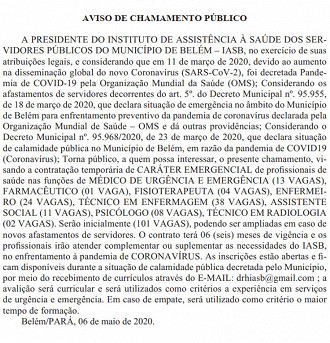 Publicação de chamamento público