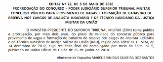 Concurso de 2017/2018 é prorrogado por mais dois anos.