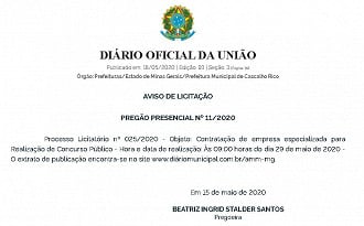 Aviso de licitação 