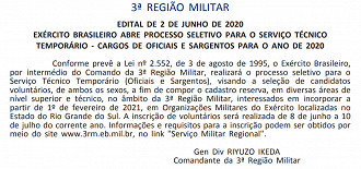 Aprovados na seleção serão incorporados a partir de 1º de fevereiro de 2021. Aprovados na seleção serão incorporados a partir de 1º de fevereiro de 2021.