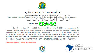 CRA-SC escolhe banca para concurso em 2020 - Reprodução: DOU