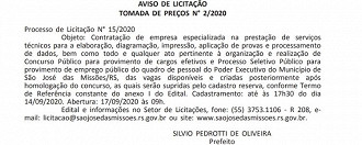 Publicação de licitação para escolha de banca