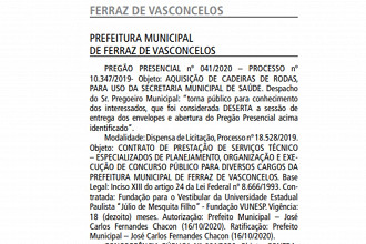 Prefeitura de Ferraz de Vasconcelos abrirá novo concurso em 2021