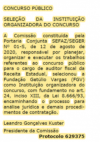 Concurso Sefaz-ES possui banca definida.