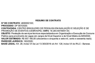 Contratação da banca organizadora Contratação da banca organizadora