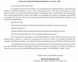 Publicação de licitação para escolha de banca Publicação de licitação para escolha de banca