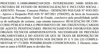 Publicação de autorização de concurso