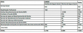 Pedido de vagas para novo concurso no INSS - Fonte: SEI/INSS