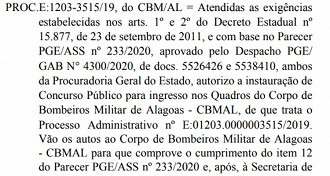 Autorização Concurso Bombeiros Alagoas