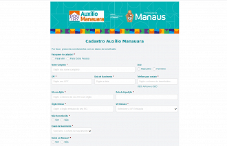 Inscrição no Auxílio Manauara pode ser feita pelo site.