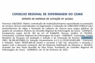 Contratação da banca Cebraspe no concurso COREN CE 2021