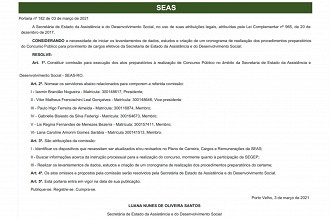 Comissão do concurso SEAS RO foi formada