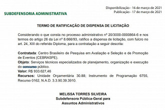 Banca Cebraspe contratado para promover o concurso de Defensor Público da DPE-RS