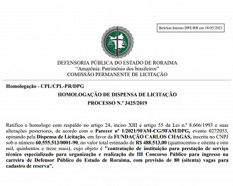 Banca FCC selecionada para promover o concurso da Defensoria Pública de Roraima