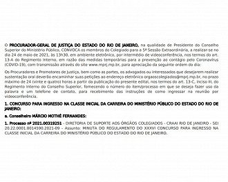 Regulamento do concurso do MP-RJ para Promotor de Justiça