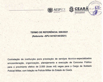 Termo de referência nº 006/2021 do concurso PM-CE 2021 Termo de referência nº 006/2021 do concurso PM-CE 2021