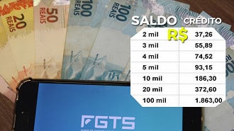 Lucro do FGTS distribuído para cada conta no fundo