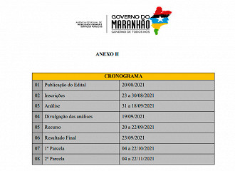 Datas do Auxílio Combustível no estado - Fonte: Governo do Maranhão Datas do Auxílio Combustível no estado - Fonte: Governo do Maranhão
