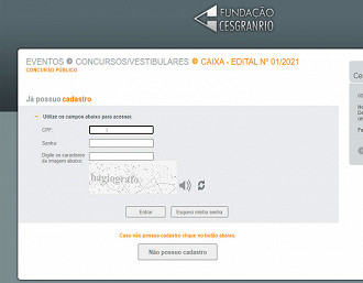 Inscrição no concurso Caixa 2021 - Fundação Cesgranrio