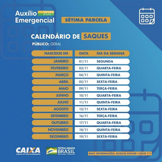 Calendário de saque da última parcela começa em novembro. Créditos: Divulgação/Caixa. Calendário de saque da última parcela começa em novembro. Créditos: Divulgação/Caixa.