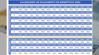 Calendário de pagamento do INSS em 2022. Imagem: Divulgação/INSS.