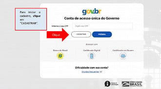 Passo 2: informe seu CPF e clique em CADASTRAR. Créditos: Reprodução/Governo Federal