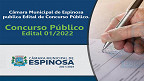Concurso da Câmara de Espinosa-MG 2022: Sai edital