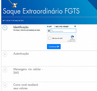 Consulta do FGTS Extraordinário - Fonte: Caixa Consulta do FGTS Extraordinário - Fonte: Caixa